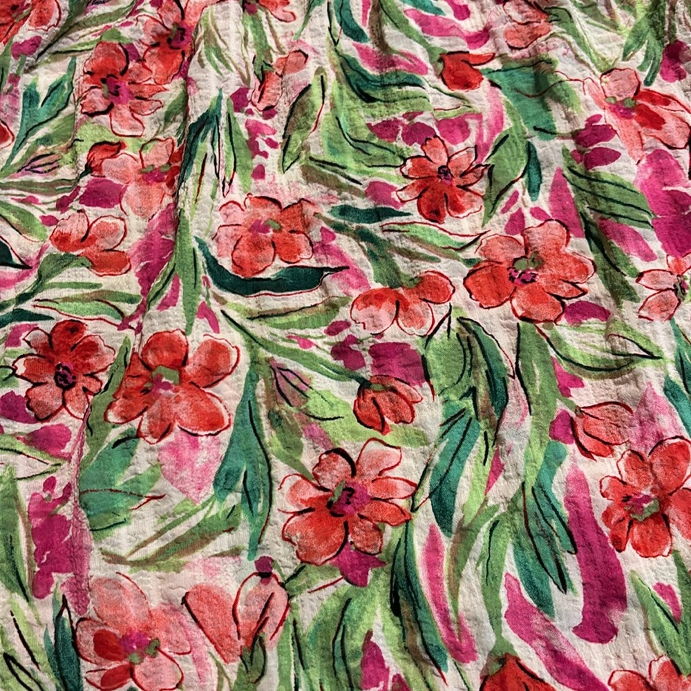 Chenault Pink and Green Floral Ruffle Sleeve Top - Picture 4 of 5